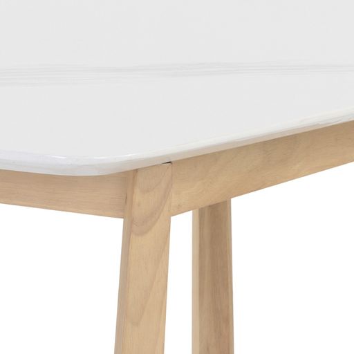 Sunpan Kali Dining Table 70.5" in Black - Grey Marble / Pale Honey - White Marble