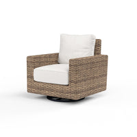 Sunset West Havana Swivel Club Rocker With Cushions In Canvas Flax