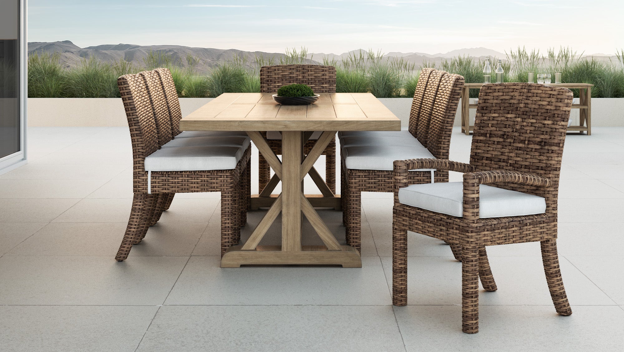 Sunset West Havana Dining Chair in Canvas Flax with Self Welt