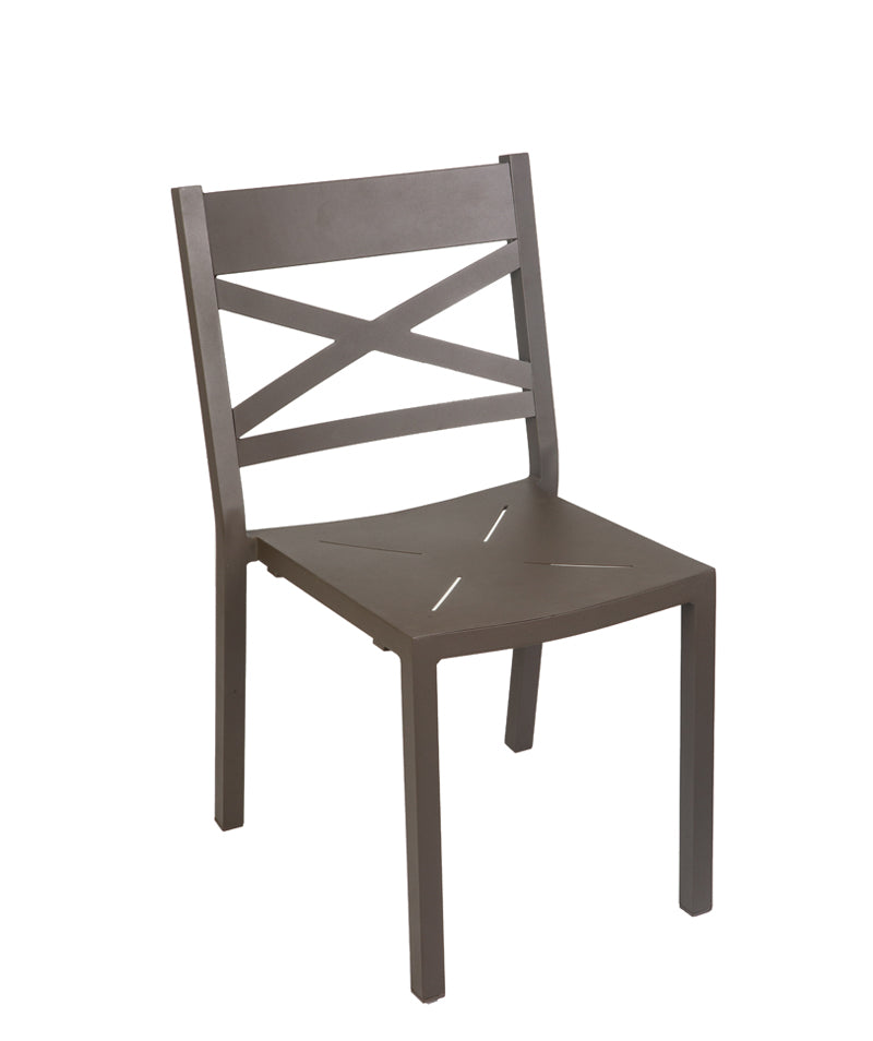 BFM Seating Fresco - Cross Back Stacking Side Chair - Powder Coated Aluminum - Bronze