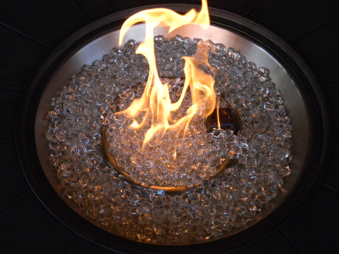 AZ Patio Heaters Cast Aluminum Round Fire Pit in Brushed Wood Finish