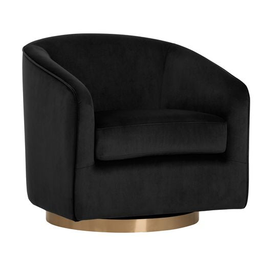 Sunpan Hazel Swivel Lounge Chair in Gold - Belfast Heather Grey / Black Sky / Blush Sky / Burgundy Sky / Deep Green Sky / Navy Blue Sky / Dark-Bronze Gold Sky