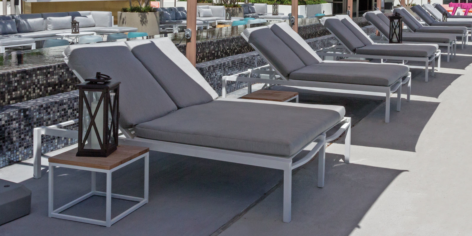 DecoScapes Fusion Aluminum Sling Double Armless Chaise Lounge