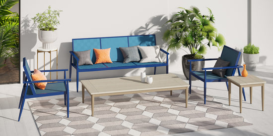 DecoScapes Furniture Danish Aluminum Sling Strap Lounge Chair