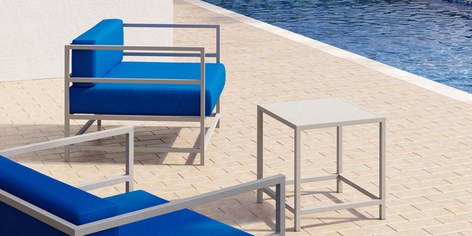 DecoScapes Delano Aluminum 18'' Wide Square Duraboard Top Side Table
