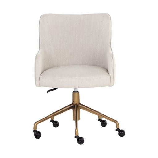 Sunpan Franklin Office Chair - Beige Linen / Vintage Black