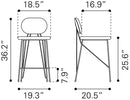 Zuo Modern Georges Counter Stool Gray & Gold