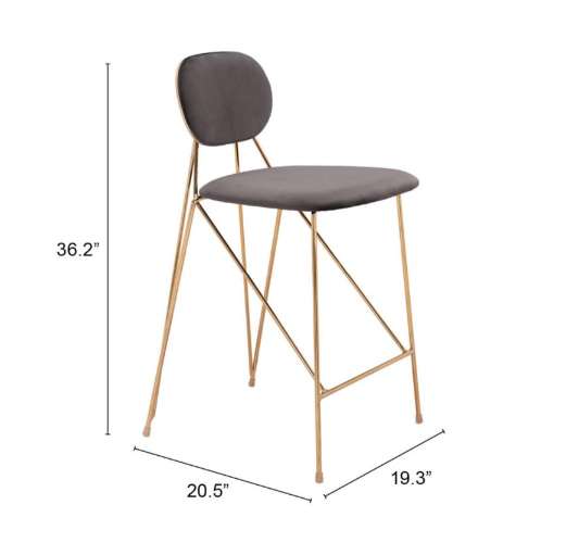 Zuo Modern Georges Counter Stool Gray & Gold