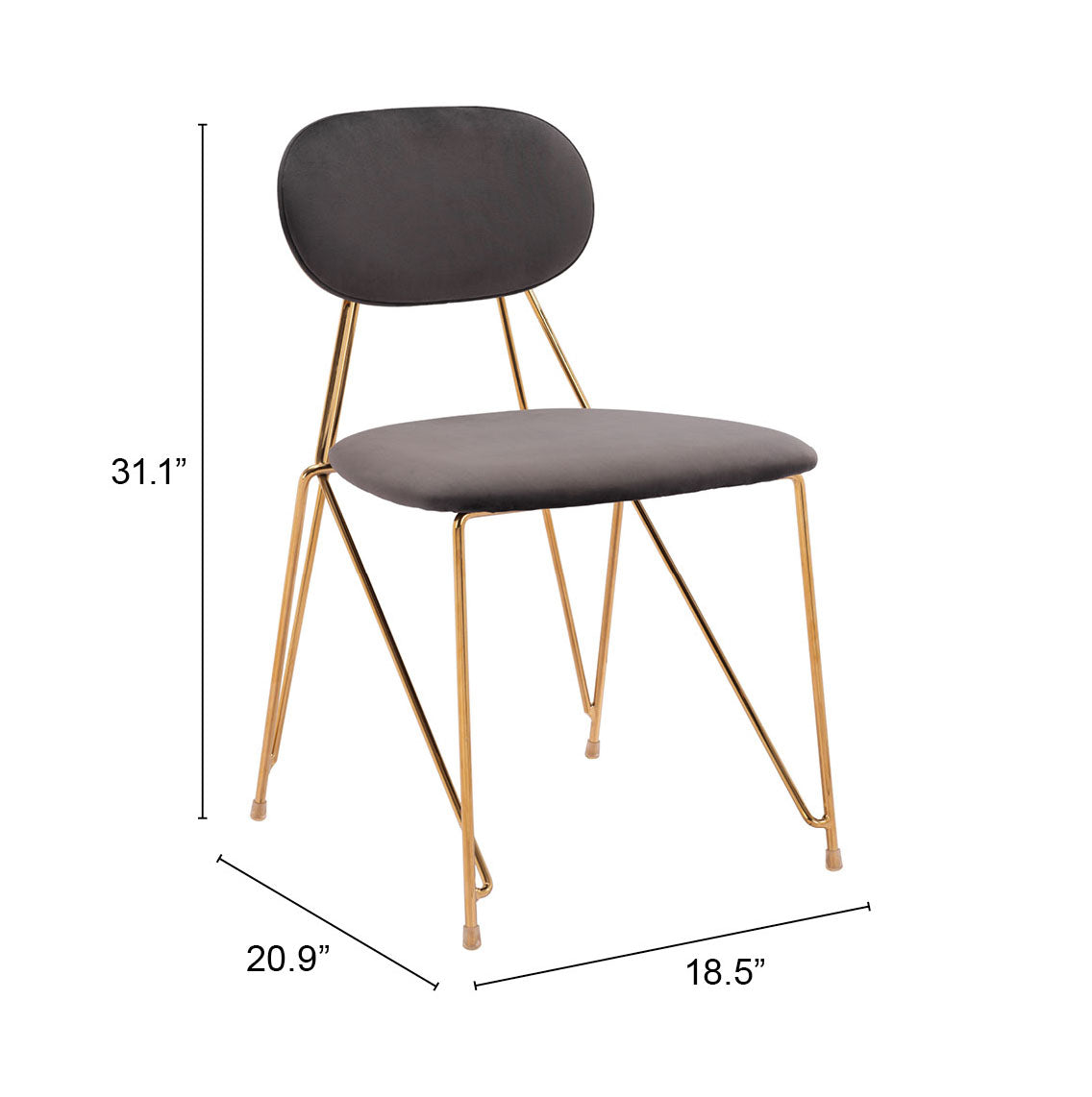 Zuo Modern Georges Dining Chair in Gray & Gold