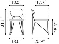 Zuo Modern Georges Dining Chair in Gray & Gold