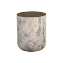 Sunpan Diaz End Table in Grey-Wood Grain Brown / Marble-Look Antique Brass