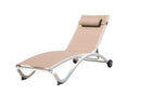 Vivere Glendale 4 position Aluminum Pool Lounger With Wheel & Pillow - Macchiato