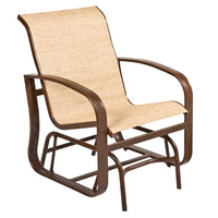 Woodard Cayman Isle Sling Gliding Chair, Aged Teak, Augustine Alloy (Grade A), Grade A Fabric, Garden Chairs, Arm Chairs, Sling, Cayman Isle , Aluminum, Curved, Frame, Outdoor