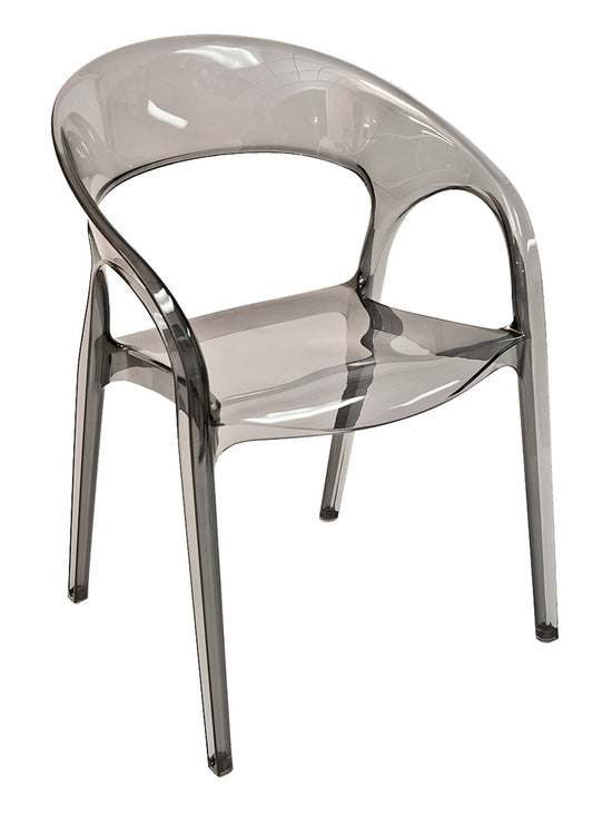 Florida Seating Polypropylene Shell With Aluminum Legs Side Chair - GOSSIP - Smoke Gray/White