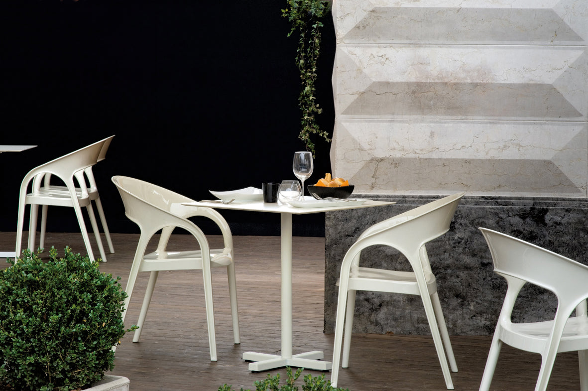 Florida Seating Polypropylene Shell With Aluminum Legs Side Chair - GOSSIP - Smoke Gray/White