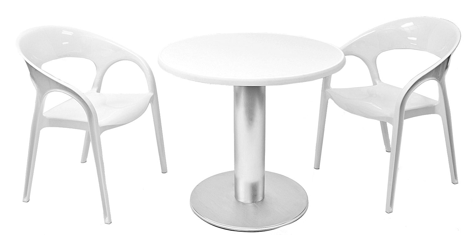 Florida Seating Polypropylene Shell With Aluminum Legs Side Chair - GOSSIP - Smoke Gray/White