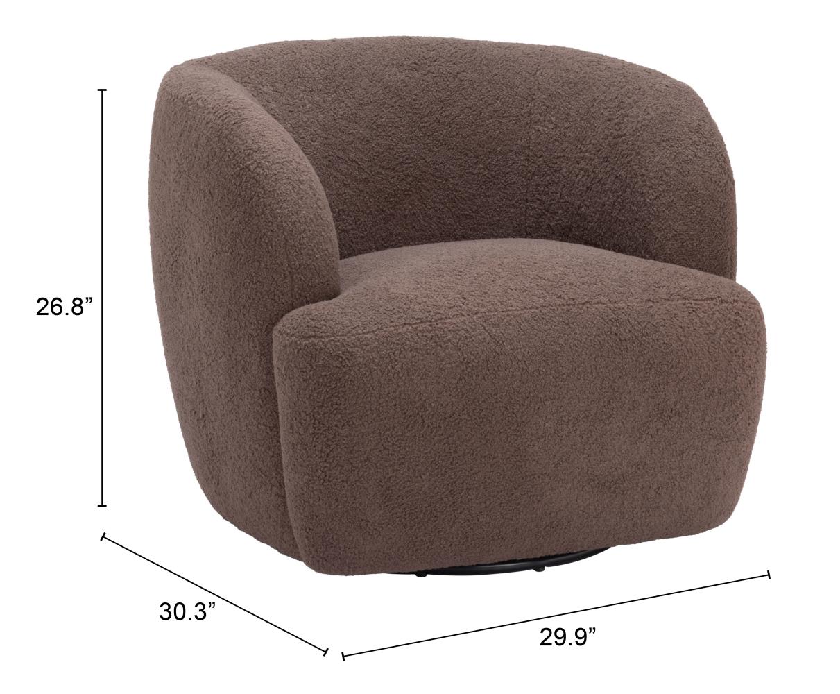 Zuo Modern Govan Swivel Chair in Ivory/Brown