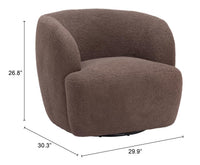 Zuo Modern Govan Swivel Chair in Ivory/Brown