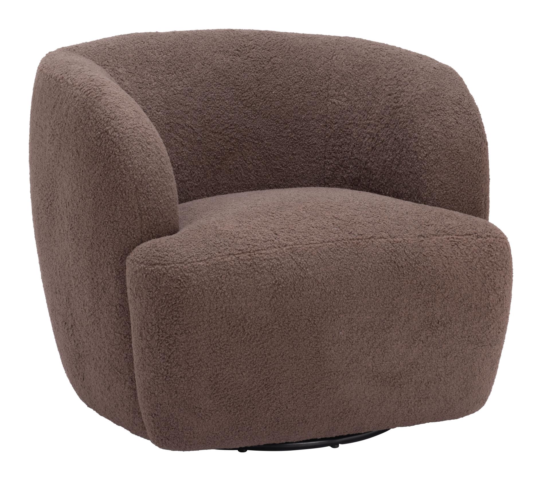 Zuo Modern Govan Swivel Chair in Ivory/Brown