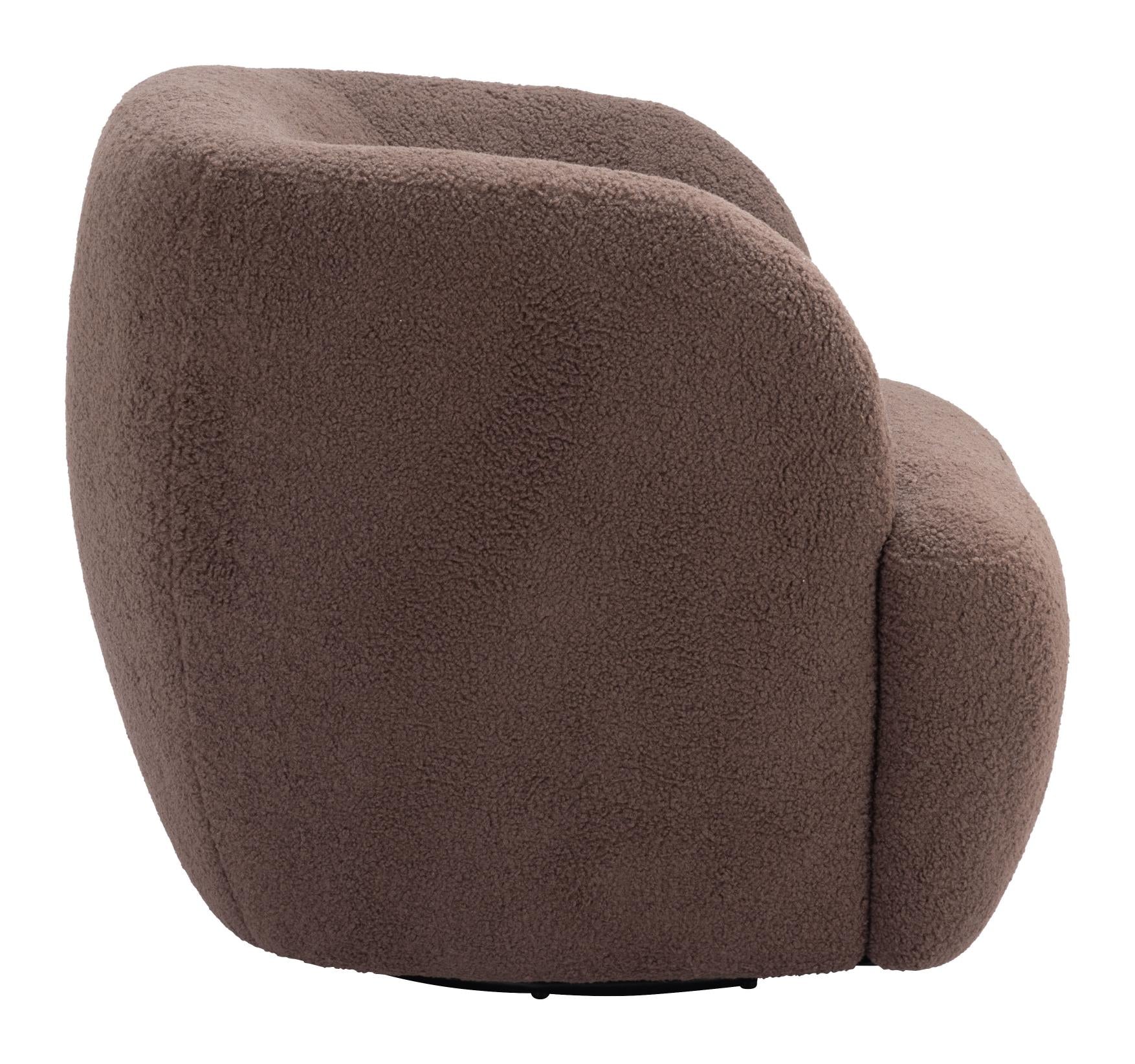 Zuo Modern Govan Swivel Chair in Ivory/Brown