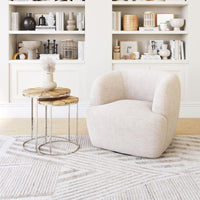 Zuo Modern Govan Swivel Chair in Ivory/Brown