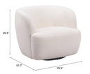 Zuo Modern Govan Swivel Chair in Ivory/Brown