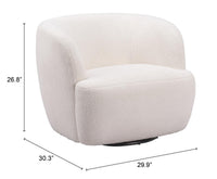 Zuo Modern Govan Swivel Chair in Ivory/Brown