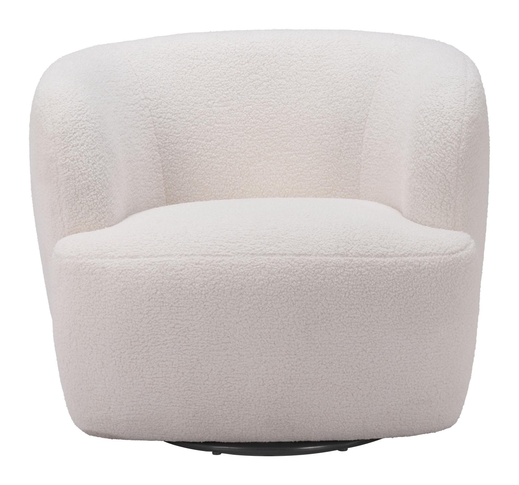 Zuo Modern Govan Swivel Chair in Ivory/Brown