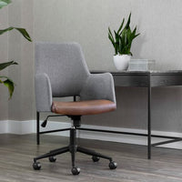 Sunpan Ian Office Chair - Bravo Cognac/Salt and Pepper Tweed