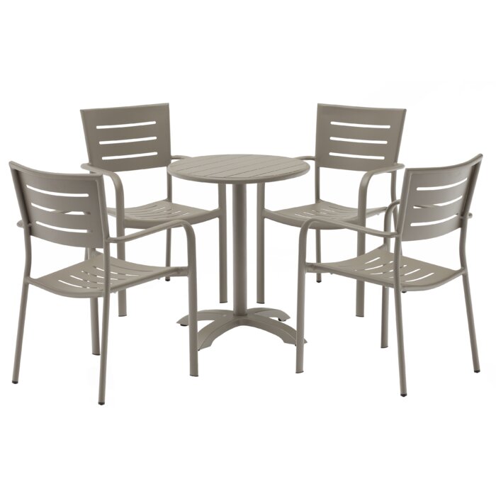 H&D Seating Round Outdoor Aluminum Table with Champagne Finish