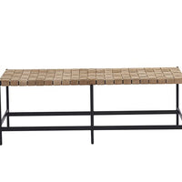 Sunpan Omari Bench Sueded Light Tan Leather
