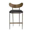 Sunpan Gibbons Counter Stool in Antique Brass -  Charcoal Black Leather / Black - Bravo Portabella