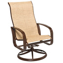 Woodard Cayman Isle Sling High Back Swivel Rocking Dining Armchair