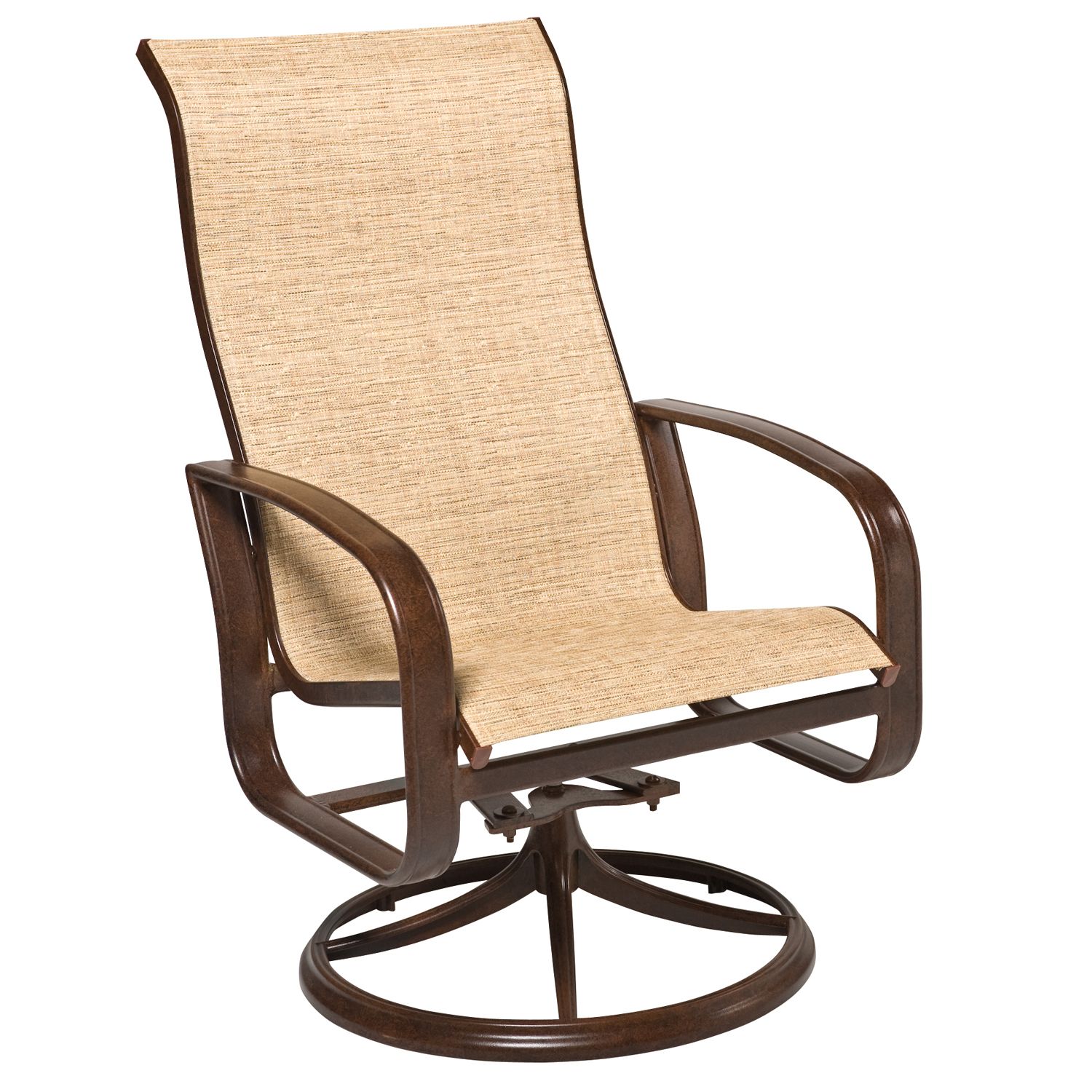 Woodard Cayman Isle Sling High Back Swivel Rocking Dining Armchair