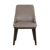Sunpan Jody Dining Chair in Alpine Grey / Linea Light Grey / Missouri Mahogany Leather - Set of Two