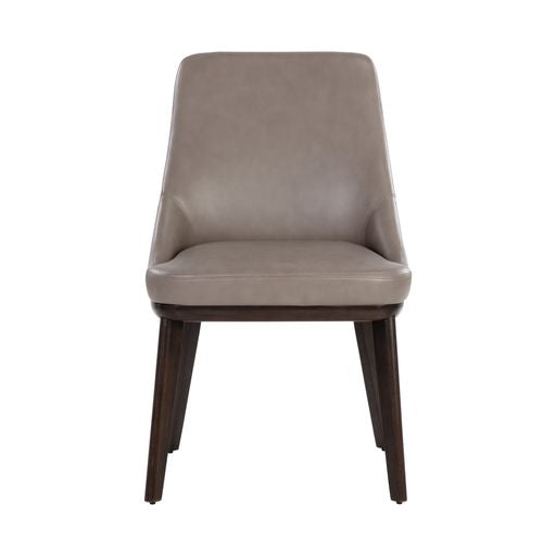 Sunpan Jody Dining Chair in Alpine Grey / Linea Light Grey / Missouri Mahogany Leather - Set of Two