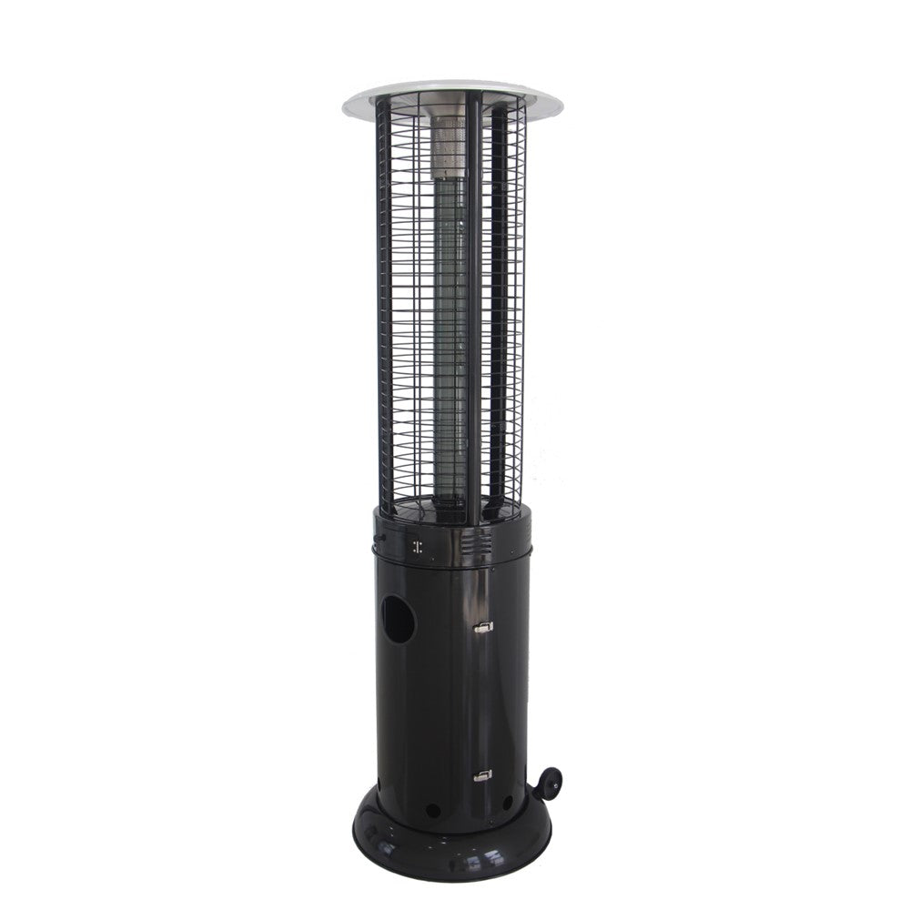 AZ Patio Heaters Round Commercial Glass Cylinder Patio Heater in Black with Black Tube / Hammered Bronze with Clear Tube