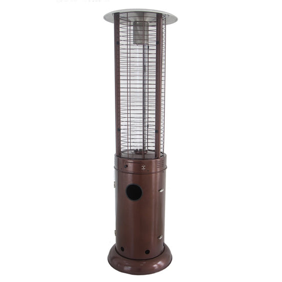 AZ Patio Heaters Round Commercial Glass Cylinder Patio Heater in Black with Black Tube / Hammered Bronze with Clear Tube