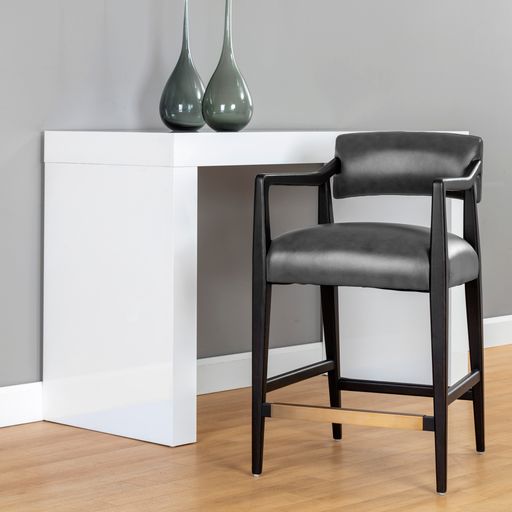 Sunpan Keagan Counter Stool in Brentwood Charcoal / Saloon Light Grey