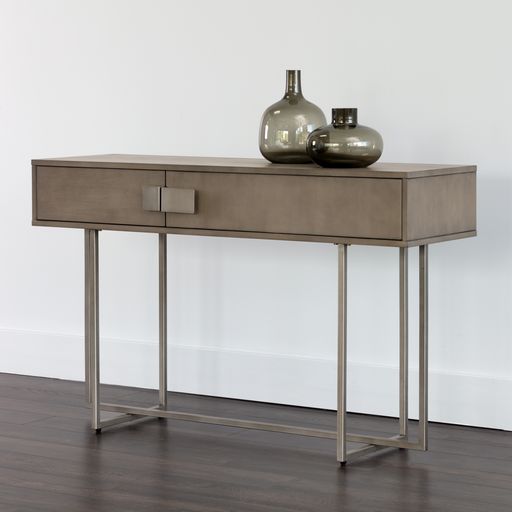 Sunpan Jade Console Table Antique Brass-Dark Mango / Antique Silver-Ash Grey