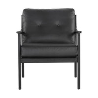 Sunpan Gilmore Lounge Chair  Black - Black Leather / Walnut - Vienna Cream
