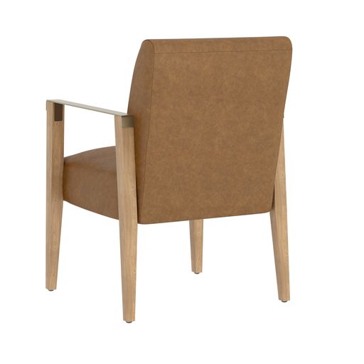 Sunpan Earl Dining Armchair in Ash Grey - Brentwood Charcoal / Natural - Pecan Leather