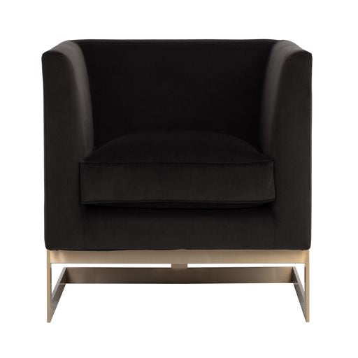 Sunpan Yvette Armchair Gold in Abbington Charred Brown /  Chacha Grey / Meg Olive