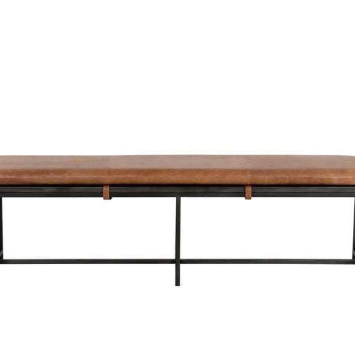 Sunpan Zancor Bench in Gunmetal and Tan Leather