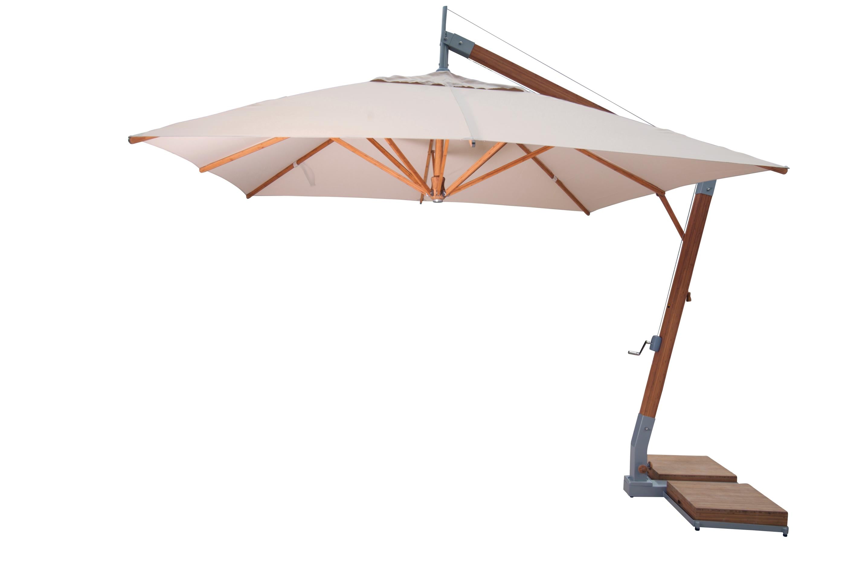 Bambrella Levante 3.4m Square Side Wind Bamboo Cantilever Umbrella