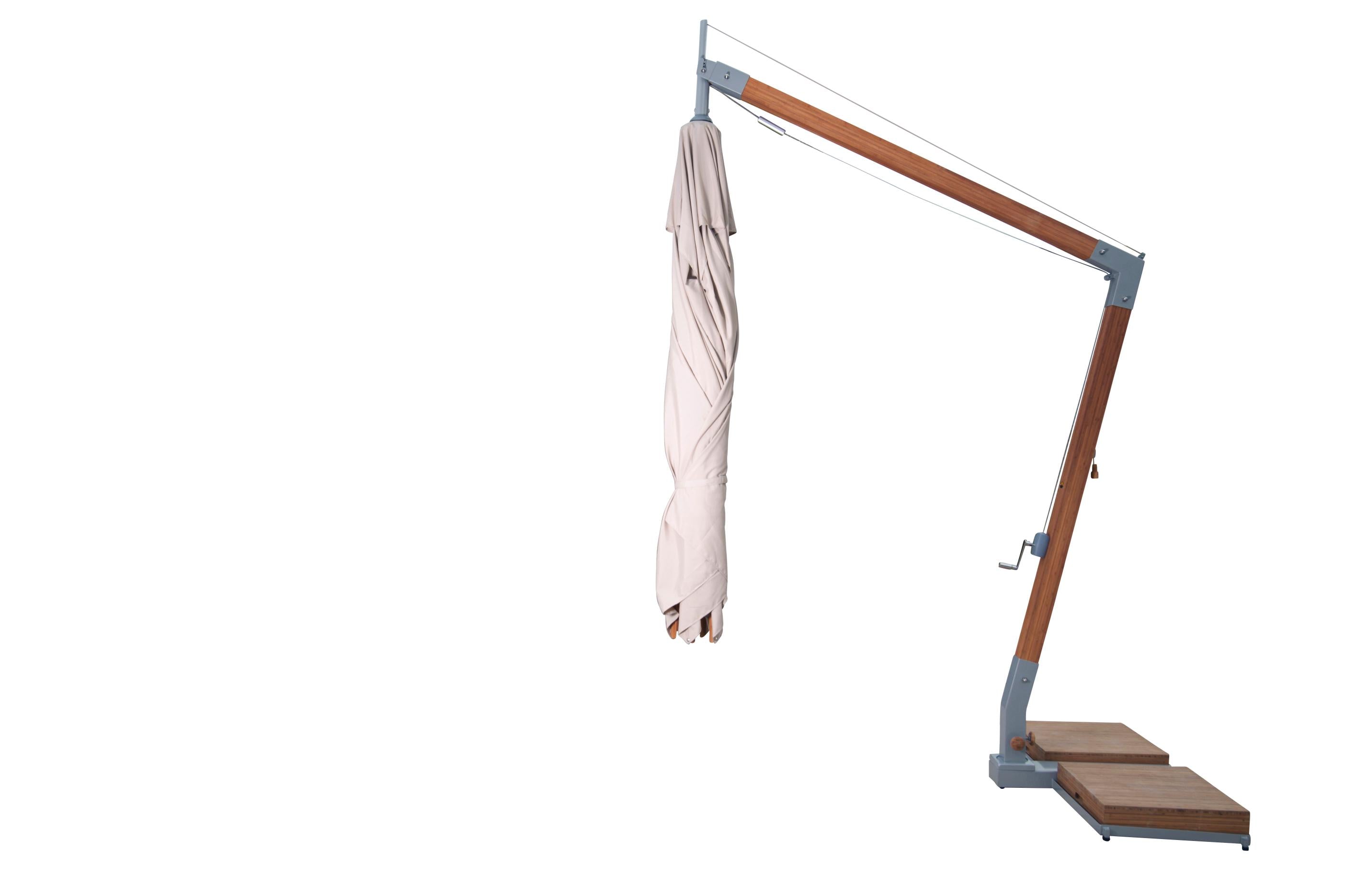 Bambrella Levante 3.4m Square Side Wind Bamboo Cantilever Umbrella