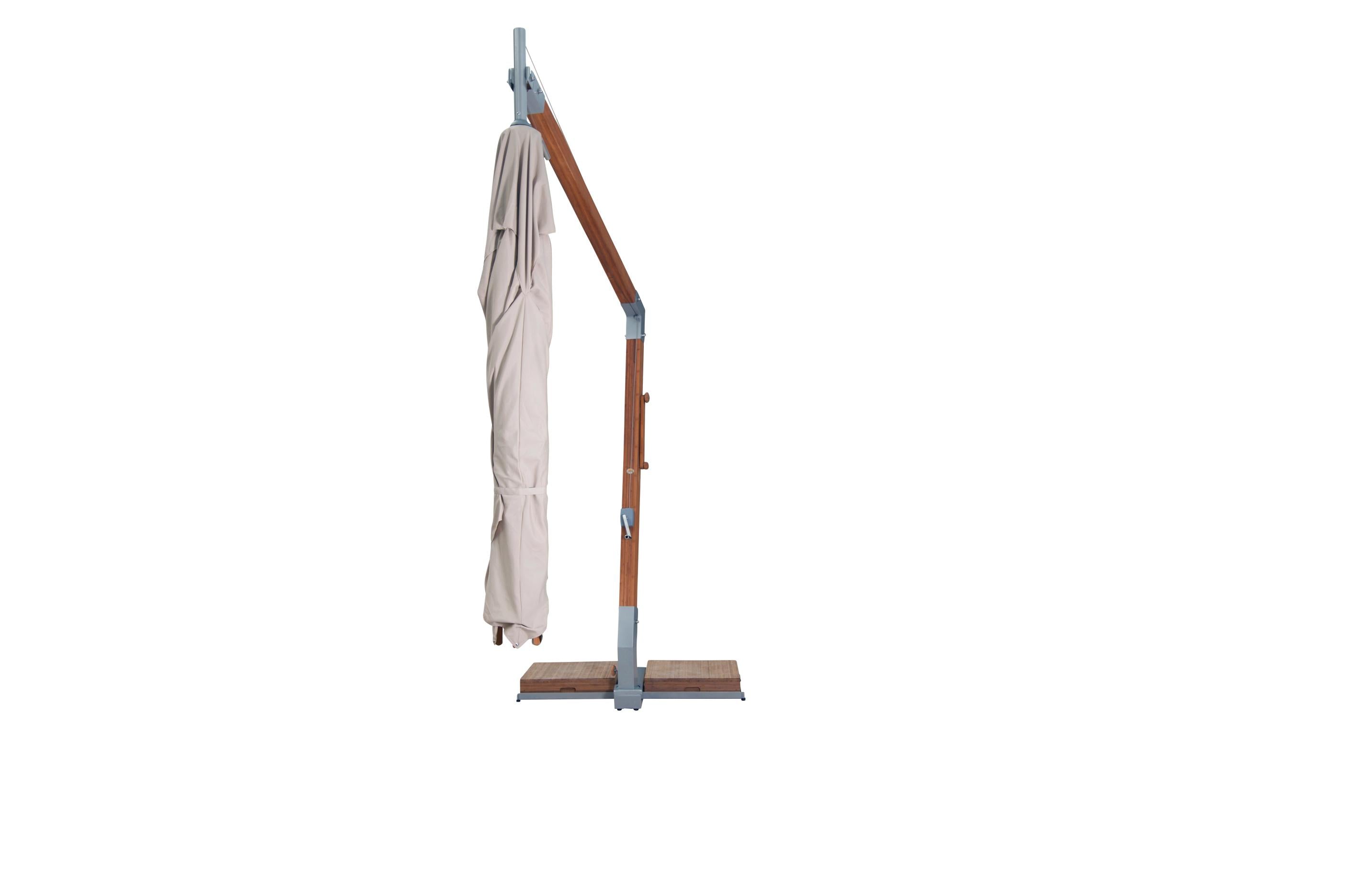 Bambrella Levante 3.4m Square Side Wind Bamboo Cantilever Umbrella