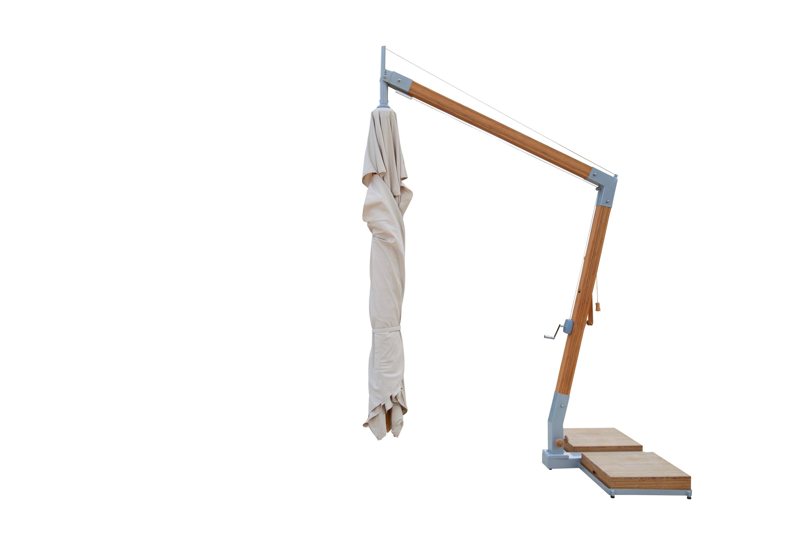 Bambrella Levante 2.5 x 3.5m (8.5 x 11.5) Rectangle Side Wind Bamboo Cantilever Umbrella