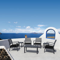 Compamia Artemis XL Club Chair Dark Gray with Sunbrella Black Cushions - Set of Two