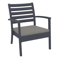 Compamia Artemis XL Club Chair Dark Gray with Sunbrella Taupe Cushions - Set of Two